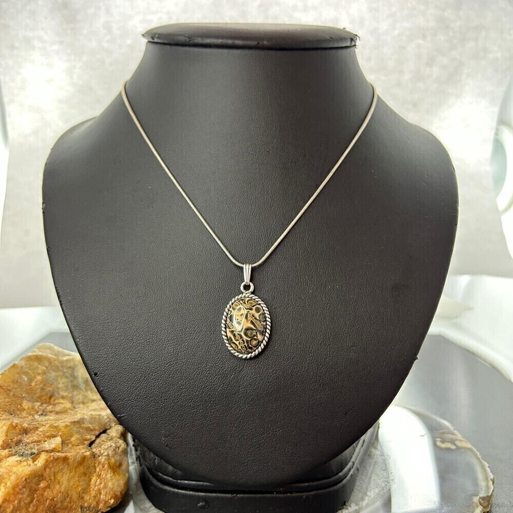 Carolyn Pollack Sterling Picture Jasper Pendant with 16" Necklace For Women
